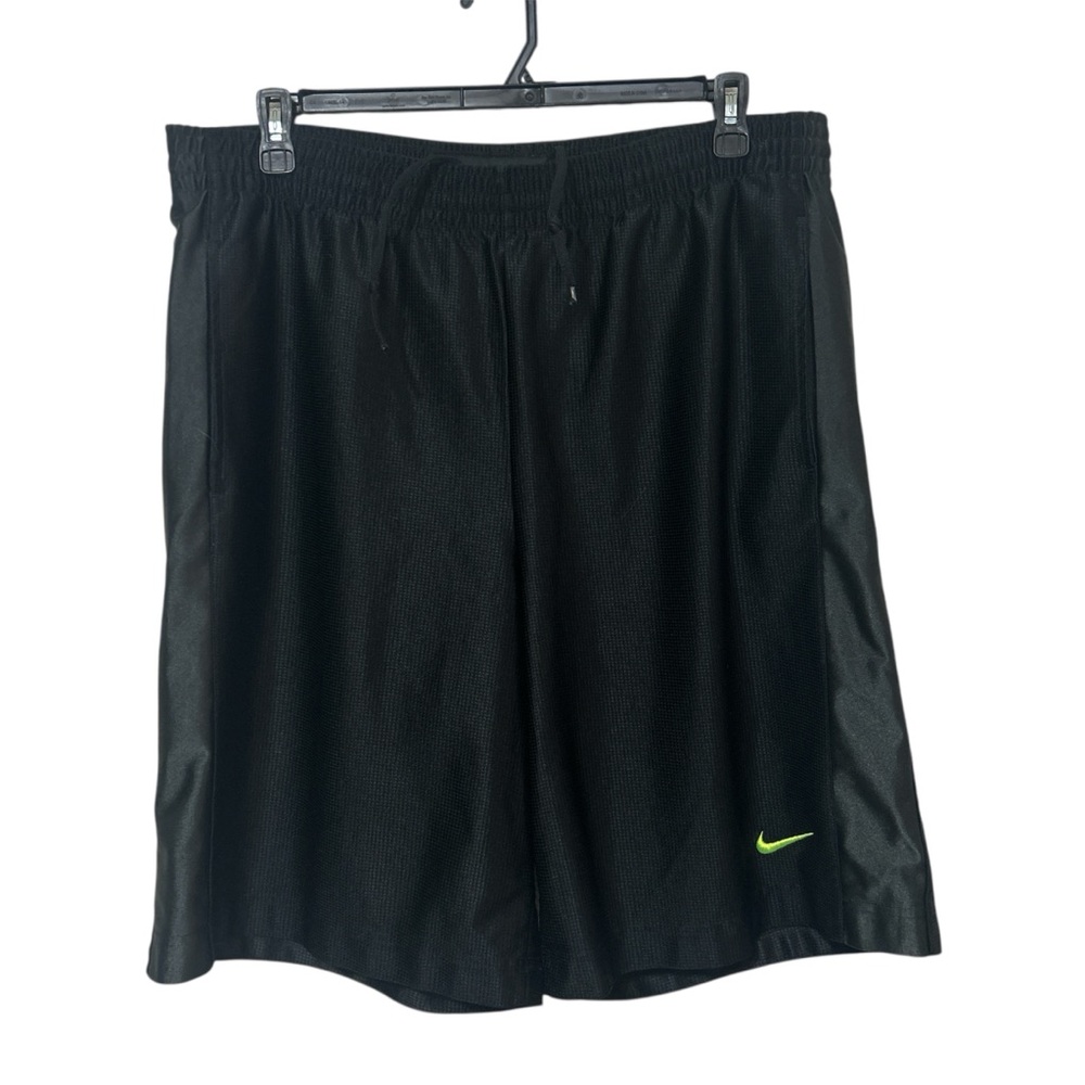 Nike Basketball Black Mesh Athletic Shorts with Volt Swoosh - XL